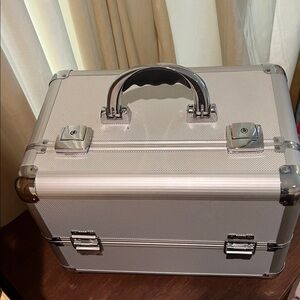 Silver Metal Makeup Box Case
